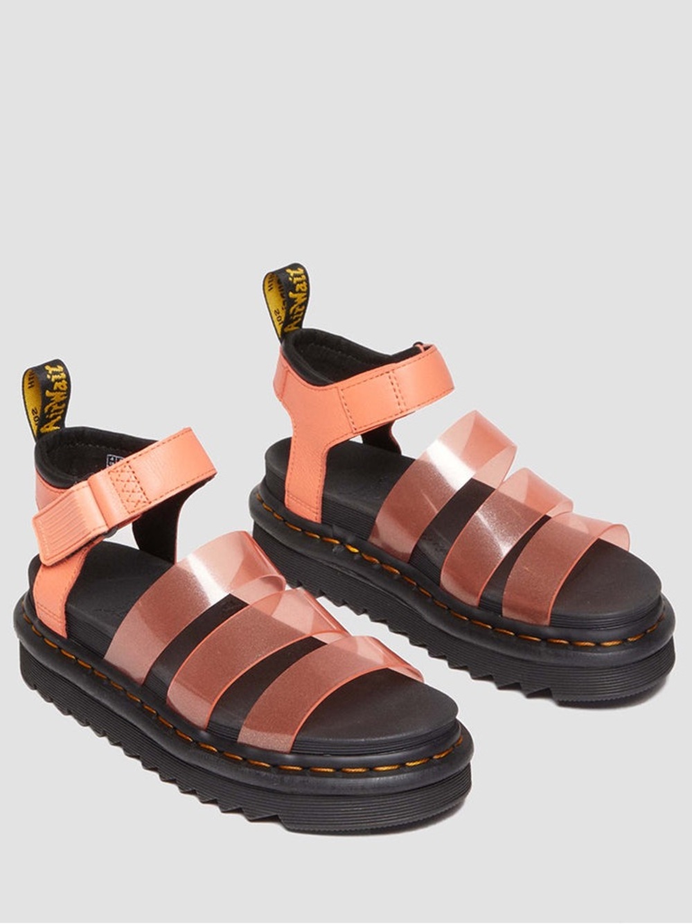 Dr. Martens Blaire Jelly Coral Glitter Platform Strap Shoe Sandals, Size 6